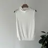 Árvore Paulownia da Montanha do Norte, colete de tricô feminino sem mangas com gola babada, estilo casual de outono, blusa base para usar por baixo, P188