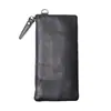 Nuevo Estilo Billetera para Monedas de Cuero Genuino para Hombre, Cartera de Cuero Suave para Mujer, Bolso de Mano de Gran Capacidad, Bolso Delgado para Teléfono de Piel de Vaca, Cartera Simple de Cuero