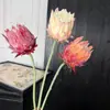 Flor artificial, tallo único, decoración para sala de estar del hogar, ramo de flores artificiales, flor de cardo nórdico aterciopelada, decoración de boda