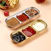 Plato para salsa de acero inoxidable espesado al estilo coreano, plato para mojar con múltiples rejillas, plato pequeño, plato para condimentos de barbacoa de tienda de cocina de Corea del Sur, chapado en oro