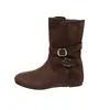 Botas de media caña convertibles de dos vías estilo Maillard para mujer, nueva colección otoño 2026, versátiles botines estilo western de gamuza con plataforma interior