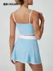 Trajes Deportivos Europeos y Americanos Transfronterizos, Faldas de Tenis para Mujer, Sujetadores Deportivos de Color Contrastante, Ropa Interior de Espalda Bonita, Faldas Cortas, Conjunto de Dos Piezas de Ropa de Yoga