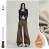 Jeans de Perna Larga com Estampa de Leopardo Zhijue # Niche para Mulheres 2025 Nova Coleção de Primavera Estilo Solto Aparência Emagrecimento Moda Versátil Calças de Chão