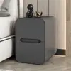 Novo Modelo 2026 Borda Estreita Madeira Maciça Quarto Mini Mesa de Cabeceira para Espaços Pequenos, Ultra-Estreita Moderna Minimalista Acabamento em Couro de Luxo Leve