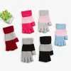 Invierno nuevo moda femenina adulta combinación de colores tejido guantes cálidos de medio dedo dedo abierto punto grueso estudiante