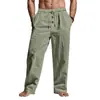 Pantalones de Lino Nuevos Europeos y Americanos Amazon Transfronterizos para Hombre, de Verano, Transpirables, Holgados, Rectos, Deportivos, de Pierna Ancha, Casuales, Largos
