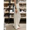 2026 Verão Novo Estilo Petite Branco Slim-Fit Algodão Linho Perna Larga Cintura Alta Fluido Emagrecedor Reto Calças Casuais para Mulheres
