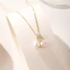 Nuevo Collar de Plata de Ley s925 Lujo Ligero Nicho Perla Francesa Cereza Colgante Clavícula Accesorios de Diseño de Gama Alta