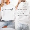 Moletom com Capuz Novo Estampa You Are Enough Outono Casual Roupa Esportiva