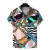 Comercio Exterior Transfronterizo Europeo y Americano Verano Nuevo Estilo Impresión 3D Holgada Casual Camisa Cardigan de Manga Corta Hawaiana Ropa de Hombre