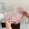 Champagne Rosado~Bragas sexys de encaje bordado estilo francés para mujer, malla transpirable de deseo puro con fuelle de algodón puro, panties para mujer