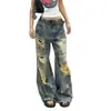 Jeans rasgados de design de rua europeu e americano para mulheres, estilo casual, calças finas de verão, vintage, desbotadas, tingimento sujo, comprimento total