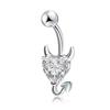 Anillos para el Ombligo Populares Transfronterizos al Mayoreo, Anillos para el Ombligo Roscados con Cabeza Redonda en Forma de Corazón con Incrustaciones de Zircón, Joyería para el Ombligo Piercing de Barra Gruesa