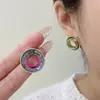 Brincos Redondos Vazados Geométricos Coloridos de Personalidade Europeia e Americana Design de Nicho Simples Luxo Leve Único Exagerado Acessórios de Orelha