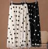Tela bordada con puntos de ondas en blanco y negro de malla de primavera y verano, tela bordada con puntos de encaje multicolor para vestido de niños, tela bordada con puntos