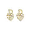 Aretes de Corazón Microincrustados con Circonita Baño de Oro Real Nuevo Estilo Joyería de Moda Pendientes de Diseño de Lujo Accesible para Mujer