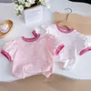 Camisetas de Manga Corta de Verano para Niños y Niñas, Tops Modernos con Estampado de Letras, Dibujos Animados y Rayas para Bebés