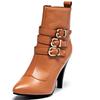 Botines de Comercio Exterior Talla Grande 40-45 Tacón Alto Hebilla de Cinturón Botas para Mujer Botas Europeas y Americanas para Mujer Tacón Fino Punta Fina T051