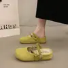 Mocasines populares de suela gruesa para mujer que aumentan la altura, de punta cerrada, versátiles para el verano al aire libre, pantuflas casuales de doble uso