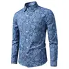 Comercio Electrónico Transfronterizo 2026 Nueva Amazon Camisa de Mezclilla de Manga Larga con Estampado Paisley Vintage para Hombre AliExpress