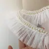 Make Nuevo Estilo Cuello Continental Tela de Encaje con Perlas Plisada Accesorios de Malla con Volantes Decorativos Plisados