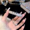Pulsera de anillo de perla con diamantes completos, temperamento femenino, diseño de nicho simple y frío, retro, ligero, de lujo, pulsera de alta calidad, joyería