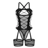 Body de Malla Sensual Sexy Nocturno con Medias de Red Transparentes, Lencería de Malla Fina Transparente Pura Deseo con Entrepierna Desprendible y Abierta 030
