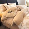 Conjunto de 4 Peças de Veludo Leite Esculpido de Inverno para Maternidade e Bebê Cobertor de Veludo Dupla Face Espessado com Forro de Lã Lençóis de Cama Quentes de Inverno 4