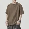 Camiseta masculina de manga curta nova de verão 280g, marca da moda, casual resistente versátil de meia-manga, top americano de alta rua, vestuário masculino