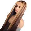 Amazon Peluca Nueva para Mujer Europea y Americana Marrón Degradado Mechas Cabello Largo Lacio Fibra Química Seda Alta Temperatura Set de Peluca