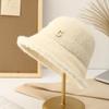 Chapéu de Pescador de Malha Veludo Imitação de Visão Japonês Letra C Simples Chapéu de Balde Quente Casual Outono e Inverno Infantil Combinável