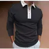 Camisa Polo de Manga Larga para Hombre Nueva de Primavera y Otoño Color Sólido Estampado 3D Casual para Exteriores Transpirable con Cremallera