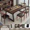 Novo Conjunto de Mesa de Chá e Cadeiras Estilo Chinês para Uso Doméstico, Mesa de Chá Grande para Varanda, Mesa de Chá Simples Multiuso de Madeira Maciça para Escritório