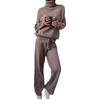 Spot transfronteiriço AliExpress Amazon Europa e Estados Unidos gola alta cor sólida casual moda suéter calça de tricô conjunto de duas peças feminino