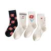 Calcetines de Corea del Sur para mujer, otoño e invierno, nuevos, de caña media, calcetines para mujer, venta al por mayor, bordado de florecitas, combinan con todo, tendencia de Instagram, calcetines de felpa para mujer