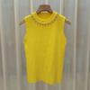 Camisola de cuello alto a medio con cuentas para mujer, ropa interior, nueva para primavera y otoño, top de punto corto ajustado estilo coreano elegante