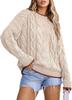 Suéter Feminino Amazon Gola Redonda Blusa Color Block Outono 2025 Tricô Grosso em Ponto Trançado Jaqueta Pulôver Inverno Europeu e Americano Roupa de Baixo