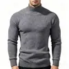 Suéter de punto liso para hombre, otoño e invierno, europeo y americano, cuello alto, capa base para hombre