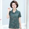 Camisa de manga corta para mujer, top de verano 2023, moda de madre de mediana edad y anciana, nueva camisa floral de abuela
