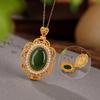 Yilu plata S925 plata esterlina chapado en oro jade de Hetian Jade moda nacional retro corte fideos de huevo Amuleto de la suerte Amuleto de bolsita de la suerte