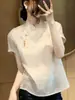 Nueva Blusa de Gasa con Cuello Mao Estilo Chino, Elegante y Adelgazante, Nuevo Top de Manga Corta Verano 2026, Ropa para Mujer, Estilo Nacional, Retro