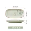[Nuevo Producto] Bambú de Tinta Pintado a Mano Cerámica Doméstica Plato Cuenco Color Bajo Vidriado Vajilla Cuenco para Fideos Plato de Porcelana Juego Combinado Cuenco