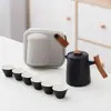Juego de Té Portátil para Viaje, Kit Pequeño para Acampar al Aire Libre, Juego para Preparar Té Rápidamente con una Tetera y Seis Tazas
