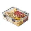 Caixa de armazenamento hermética compartimentada para uso doméstico, ideal para armazenar flores secas, chá e frutas secas; recipientes transparentes herméticos para armazenar grãos e outros produtos secos