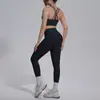 Sutiã Esportivo Sexy com Costas Cruzadas à Prova de Impacto Conjunto de Roupa para Yoga Cintura Alta Levanta Bumbum Secagem Rápida Justo Roupa para Corrida Fitness