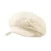 Boina plisada de cuadros con lazo lindo coreana de alta calidad para mujer, estilo otoño, adelgazante de rostro, gorra tipo pico artística