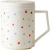Taza de Té de Cerámica Moji Pintada a Mano con Puntos, Taza Doméstica con Tapa y Filtro Interno, Taza Separadora de Agua y Té para Uso Personal