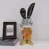 Venta directa de fábrica de adornos de conejo de la suerte, electrochapados en oro y plata, artesanías decorativas de alta gama para sala de estar y casas modelo, personalizables