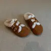Primer Encuentro Hebilla de Cinturón Ji Calzado Exterior sin Cierre Pantuflas para Mujer Otoño Invierno Nuevo Cubierta Parcial Piel Zapatos Birkenstock Planos para Mujer