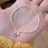 Pulseira de Prata de Lei S925 com Estrela de Cinco Pontas, Coração, Franja e Contas de Arroz Joia de Mão Versátil Doce Elegante Diária Japonesa e Coreana